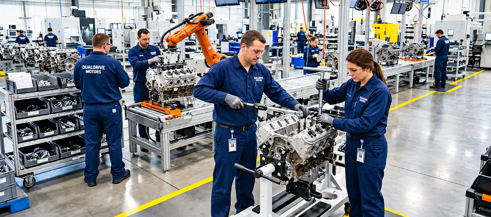 DualDrive Motors engine assembly and workshop facility